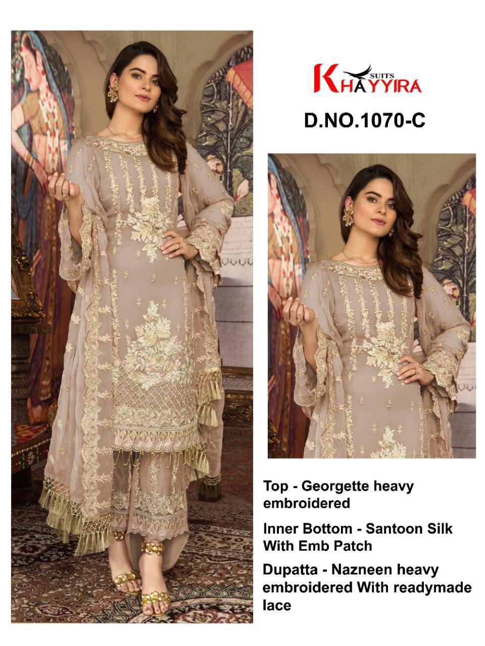 PAKISTANI SUITS D NO 1070C BY KHAYYIRA